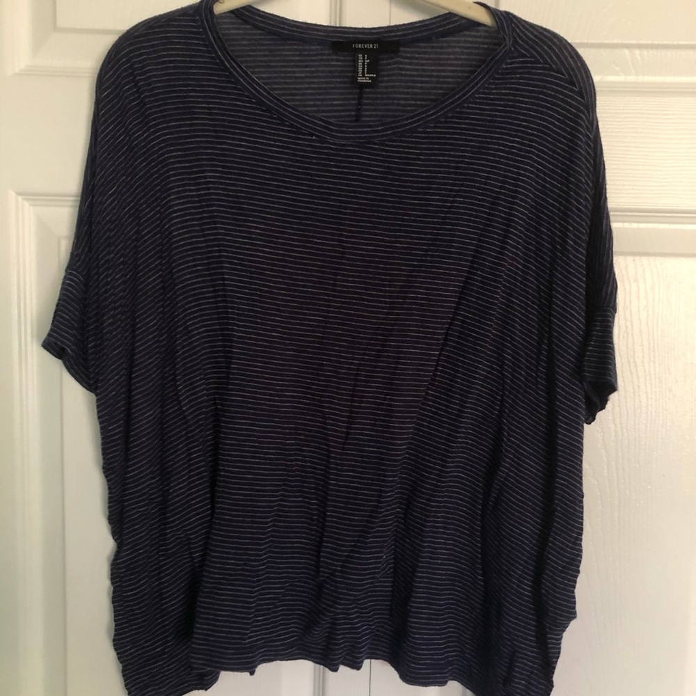 Navy Blue/White Stripe Boxy Tee